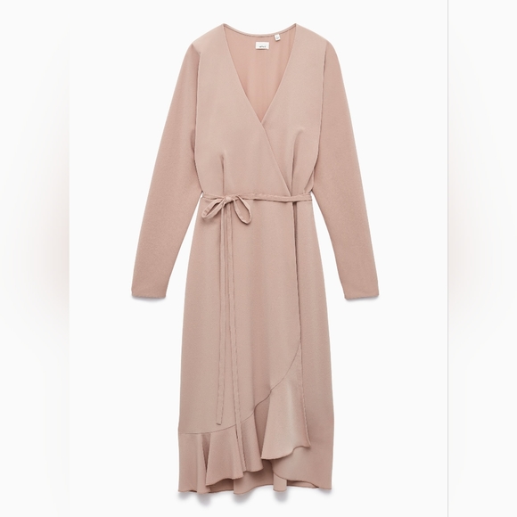 Aritzia Dresses & Skirts - Aritzia Pink Midi Dress with Tan Accents
